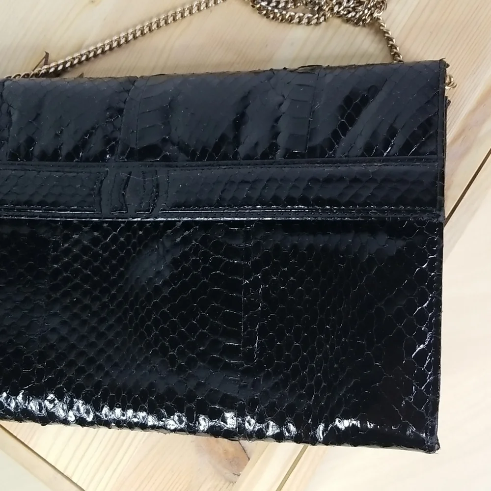 Mary Ann Rosenfeld Vintage Black Animal Skin Shoulder Bag/Clutch